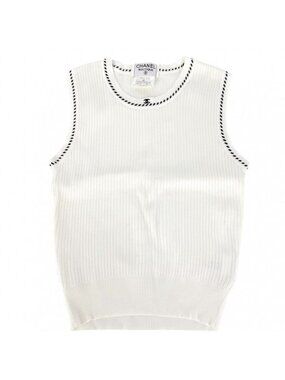 Chanel Tank Top Coco Mark Sleeveless Apparel Clothes Knit 38